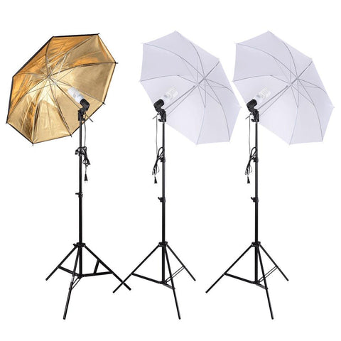 Image of Koval Inc. 3 Point 33" Umbrella Photography Lighting Studio Kit with  Backdrops