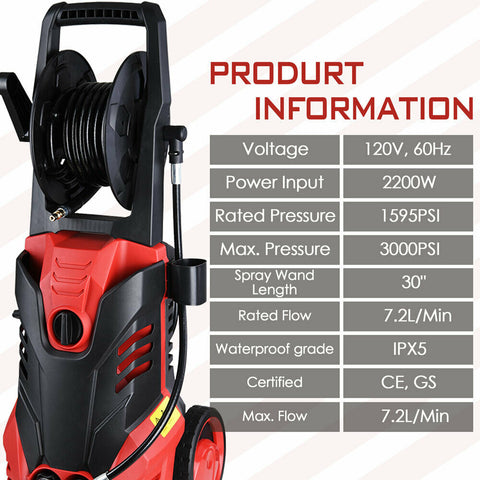 Image of 3000psi 1.9gpm Electric Pressure Cleaner Washer
