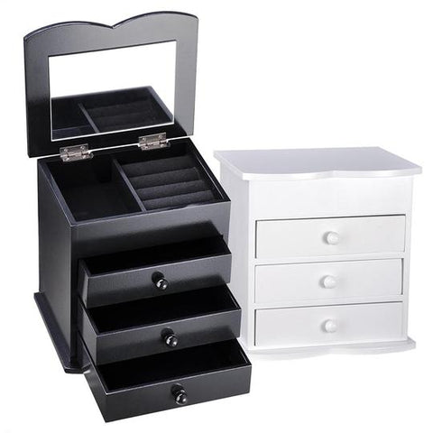 Image of Jewelry Organizer Box with Mirror Ring Bracelet Necklace