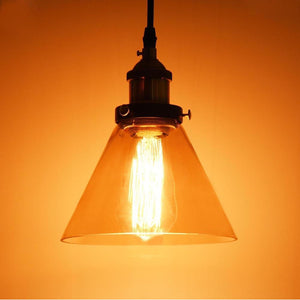 7" Glass Cone Pendant Light Hanging Lamp