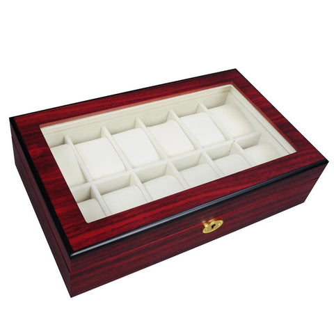 Image of 12-Slot Wooden Watch Display Case