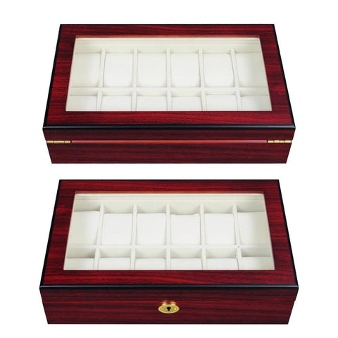 Image of 12-Slot Wooden Watch Display Case