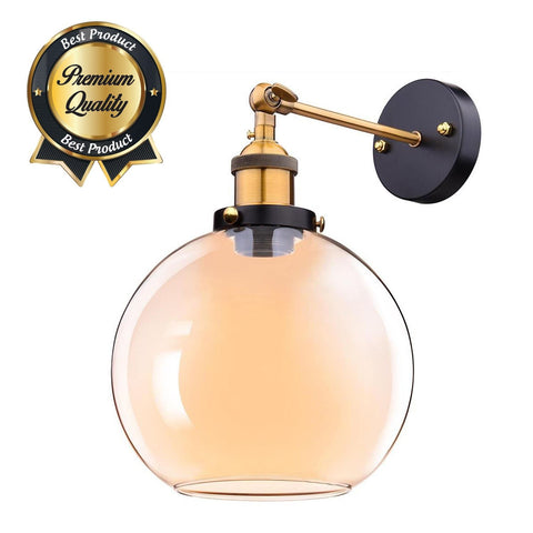 Image of 7.9” Industrial Globe Glass Sconce Light