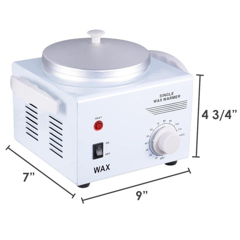 Image of Deluxe Professional Single Hair Wax Warmer, Electric Wax Heater Machine (White 9"L x 7"W x 4¾"H (Single Pot)