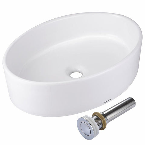 Image of Vanity Sink with Drain - Oval