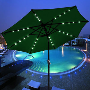 9' Patio Umbrella with Lights Aluminum Pole
