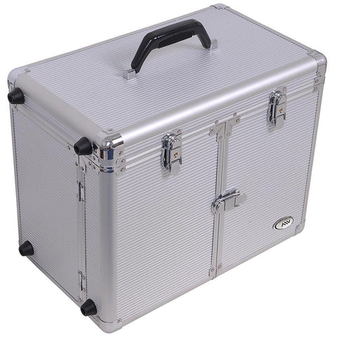 Image of Aluminum Rolling Salon Hair Stylist Train Case with Handle Mirror