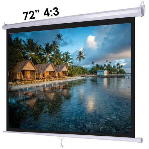 Image of 72" 4:3 Manual Pull Down Wall Mount Projector Screen