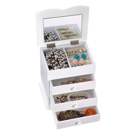 Image of Jewelry Organizer Box with Mirror Ring Bracelet Necklace
