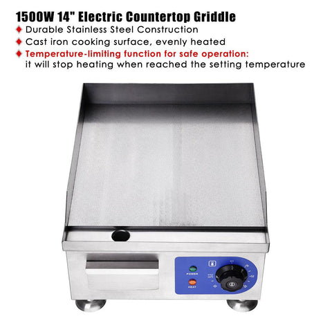 Koval Inc. 15" Food Electric Griddle Countertop Grill Commercial
