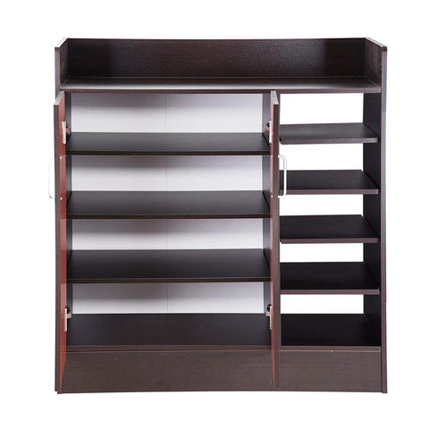 Image of 18 Pairs Double Door Shoes Cabinet Organizer (Black Walnut or White)