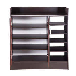 18 Pairs Double Door Shoes Cabinet Organizer (Black Walnut or White)