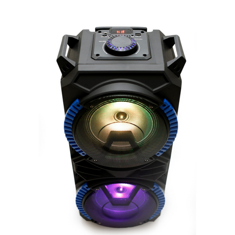 Image of Portable Dual 8" Bluetooth Speaker with Flashing LED