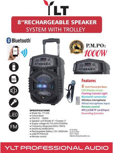 YLT AUDIO YT-328 8" PORTABLE ACTIVE DJ PA RECHARGEABLE SPEAKER BLUETOOTH USB SD