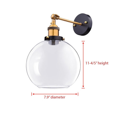 Image of 7.9” Industrial Globe Glass Sconce Light