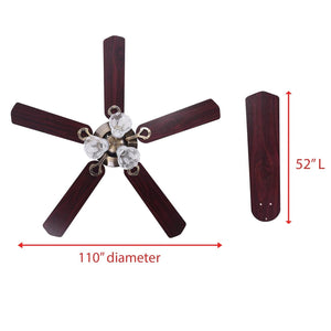 5-Blade Ceiling Fan with Light & Remote