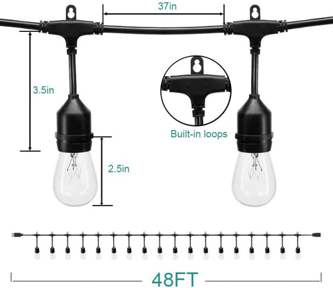 Image of Koval Inc. 48 FT Outdoor String Lights - Bulb Options