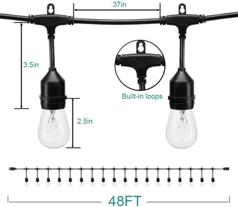 Koval Inc. 48 FT Outdoor String Lights - Bulb Options