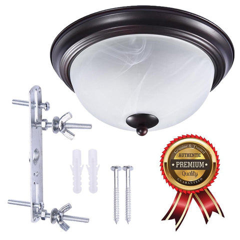 Image of Frosted Globe Flush Mount Ceiling Lights w/ Oil Rubbed Bronze Finish