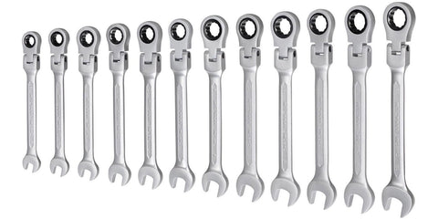 12 pc 8-19mm Flexible Reversible Ratcheting Wrench Spanner Tool Set