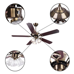 5-Blade Ceiling Fan with Light & Remote