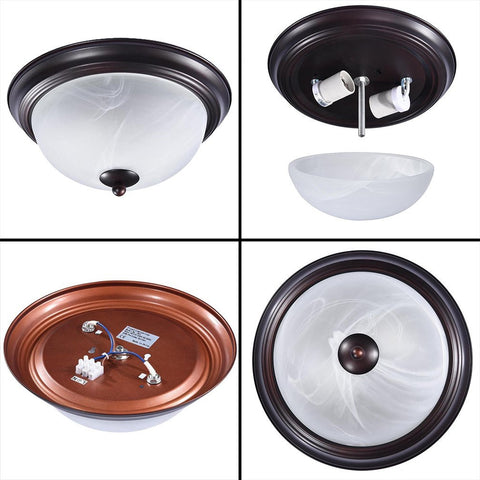 Image of Frosted Globe Flush Mount Ceiling Lights w/ Oil Rubbed Bronze Finish