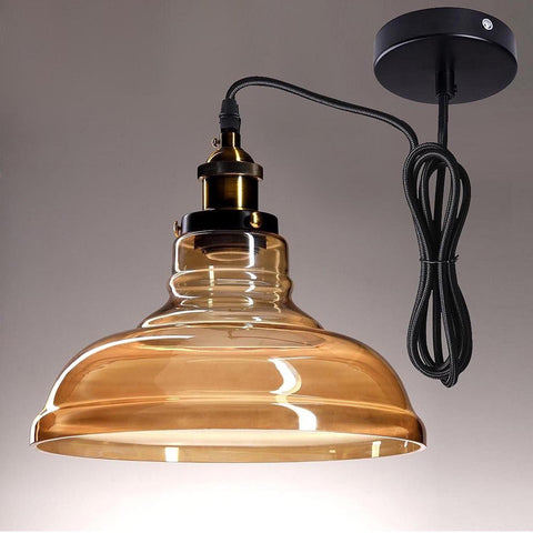 Image of 11" Pendant Glass Copper Hanging Lamp