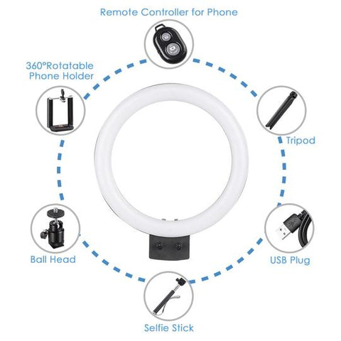 Image of 8" Ring Light with Stand  and Accessories Social Media (YouTube, Vlogging etc.)