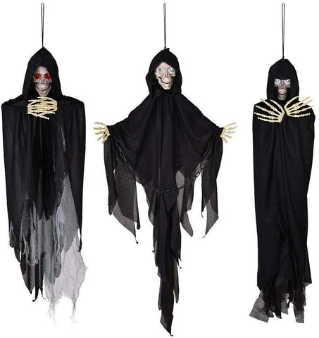 Image of 3pcs Animated Scary Halloween Skeleton Prop Sound Movement Activated Haunted House