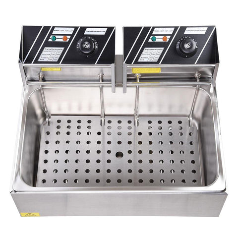 Image of Commercial Dual Electric Counter-top Fat Deep Fryer 20L