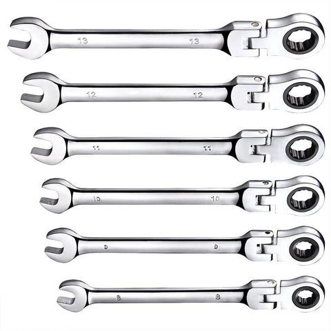 12pc 8-19mm Metric Flexible Head Ratcheting Wrench Combination Spanner Tool Set