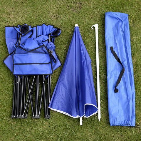 Image of Outdoor-Sports Fold-able Double Chair with Umbrella and Cooler