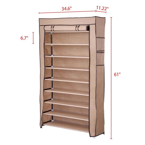 Image of 10 Tiers Shoe Rack with Dust proof Cover, Holds 45 Pairs of Shoes