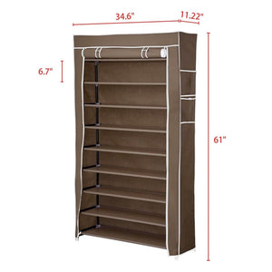 10 Tiers Shoe Rack with Dust proof Cover, Holds 45 Pairs of Shoes