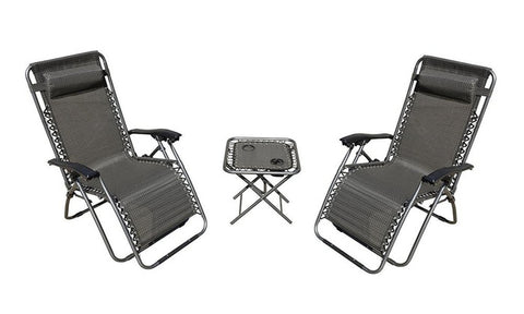 Image of Zero Gravity Chairs and Folding Table with Cup Holder Set (3-Piece)