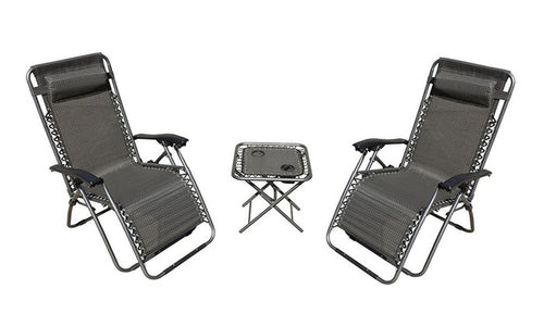 Zero Gravity Chairs and Folding Table with Cup Holder Set (3-Piece)