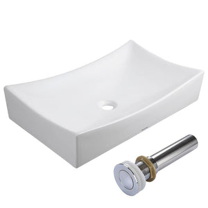 Sunken Vanity Sink with Drain - Rectangle