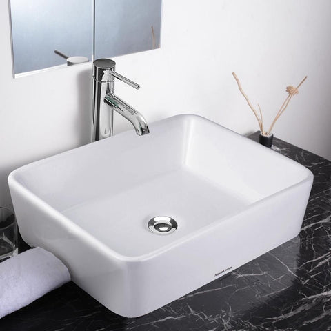 Image of Vanity Sink with Drain - Rectangle