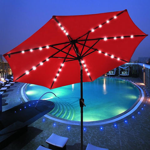 Image of 9' Patio Umbrella with Lights Aluminum Pole