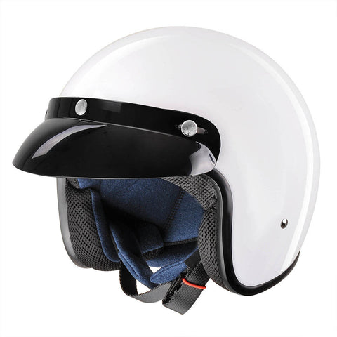 Image of Glossy White Vintage Motorcycle Helmet