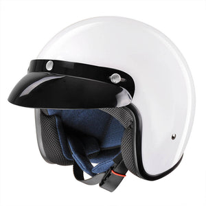 Glossy White Vintage Motorcycle Helmet