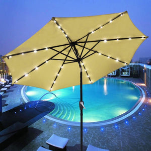 9' Patio Umbrella with Lights Aluminum Pole