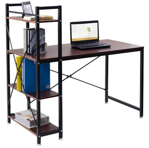 Image of Home Office Desk with 4 Tier Storage Rack